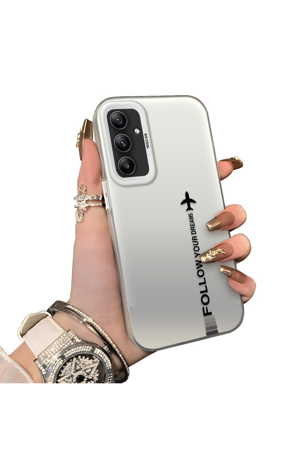 Samsung Galaxy A34 5g Compatible Hard Acrylic Back Silicone Edge Lens Protection Case Simple Plane Pattern