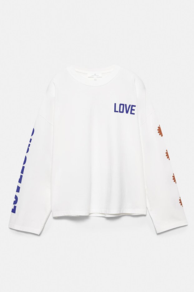 Love grafik baskılı t-shirt - 7