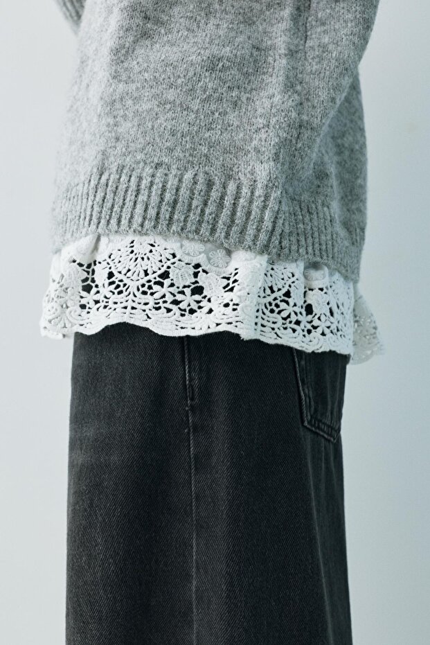 Bardot kombine dantelli kazak - 2