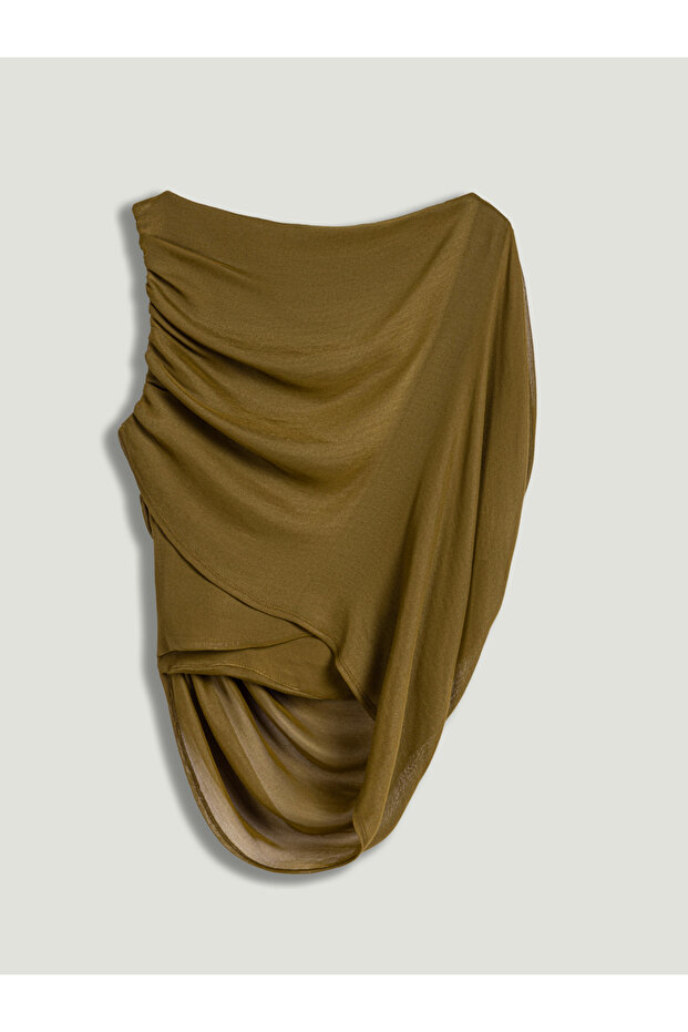 Dökümlü Drape Detaylı Bluz - 5