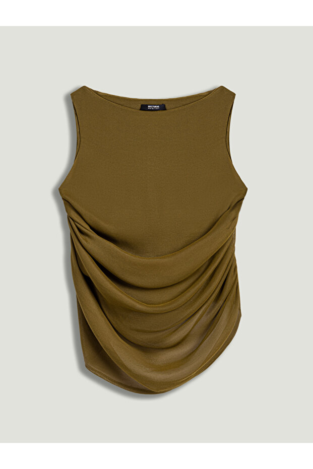 Dökümlü Drape Detaylı Bluz - 4