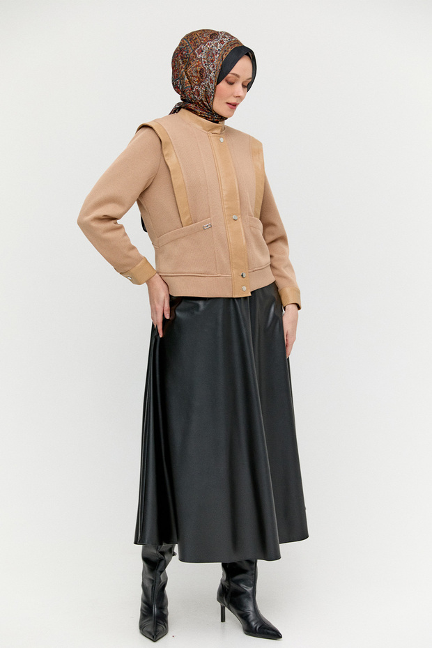 Yüksek Yakalı Örme Ceket - 2