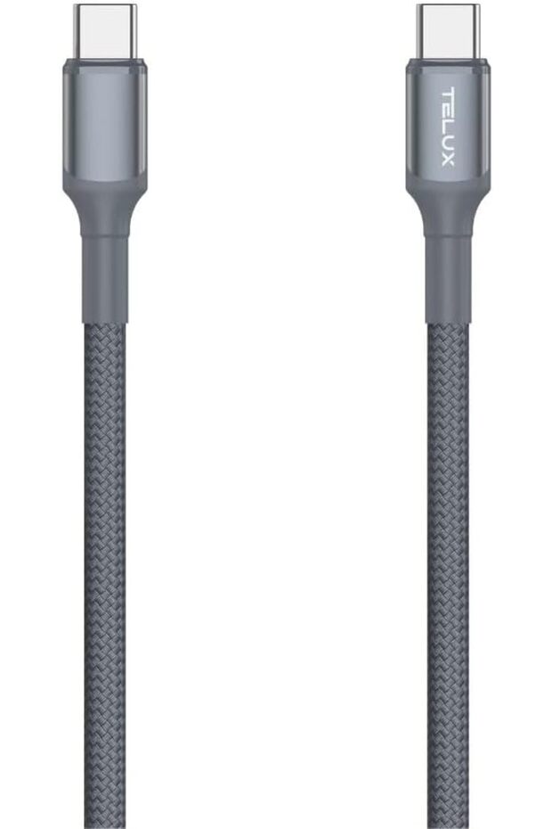 FLEXIX 60W USB-C to USB-C Braided Cable 1m, Laptop Compatible, 10K+ Bend Lifespan, Data Transfer
