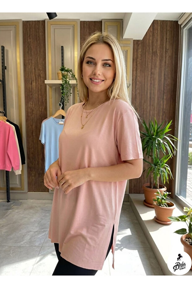 Kadın Basic Yırtmaçlı Kısa Kol Tunik - 2