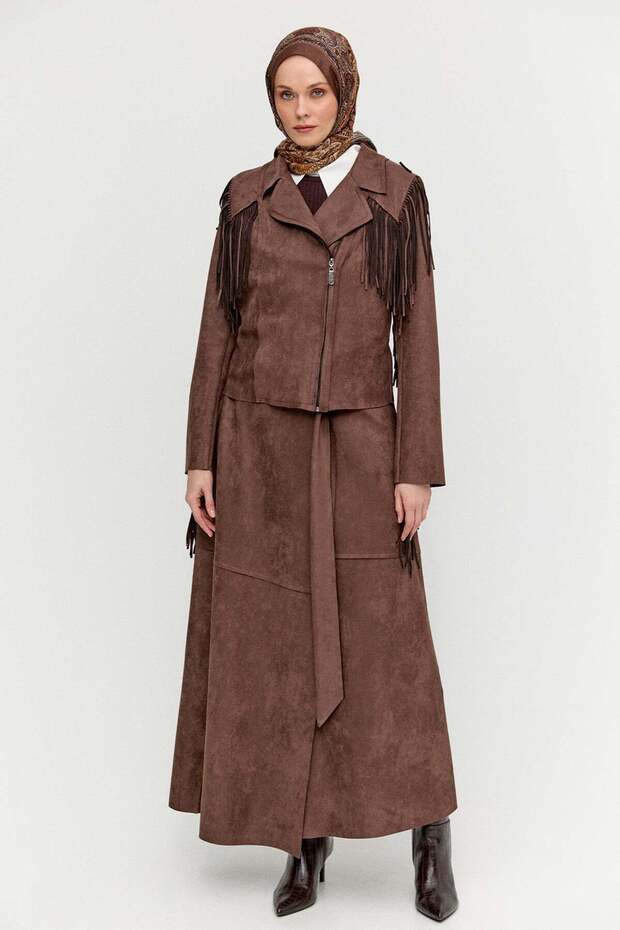 Süet Görünümlü Anvelop Etek - 1