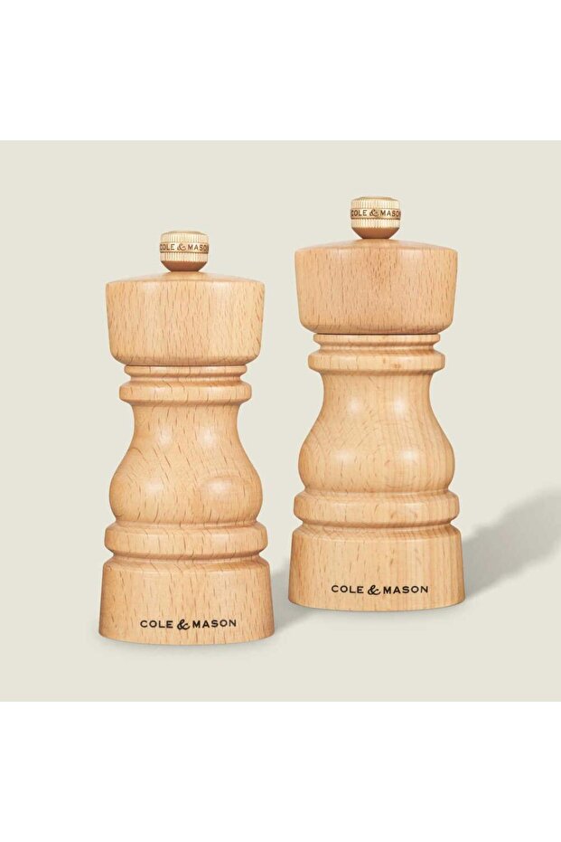 London Natural Beech Salt and Pepper Mills 130mm