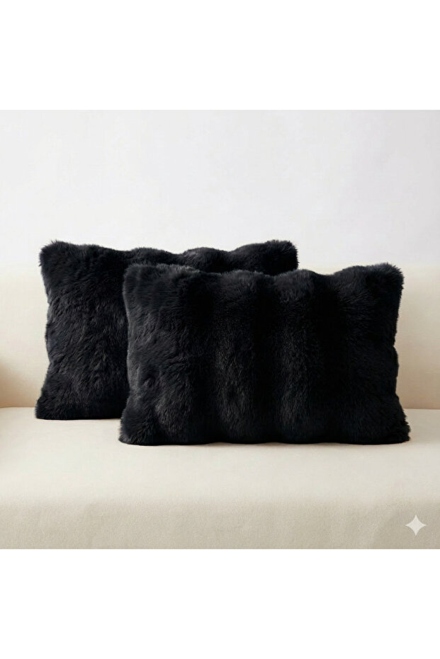 2-Pack Plush Bubble Cushion Cover 35*50 Black Color Soft Velvet Cushion Double-Sided