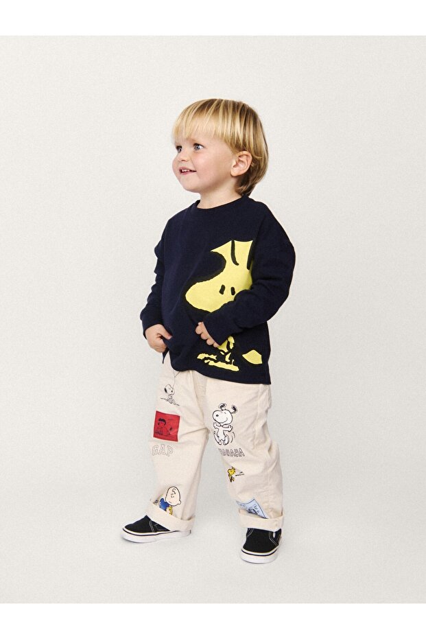 Erkek Bebek Krem Peanuts Pull-On Barrel Pantolon - 2