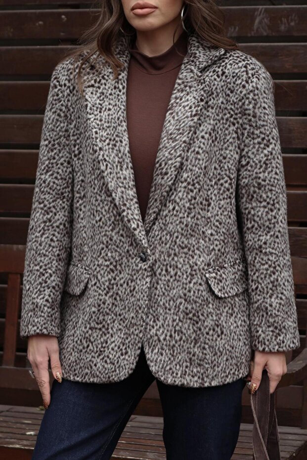 Leopard Patterned Cashmere Jacket 6182 - 4