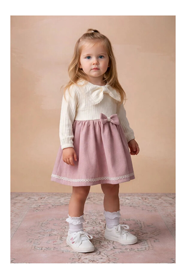 Powder Bow Detailed Baby Dress