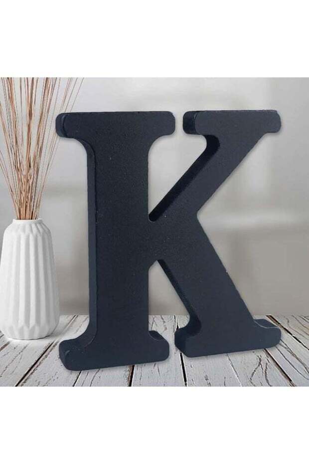 Wooden Free Standing Decorative Letter Slices - Black - 6inches (K)