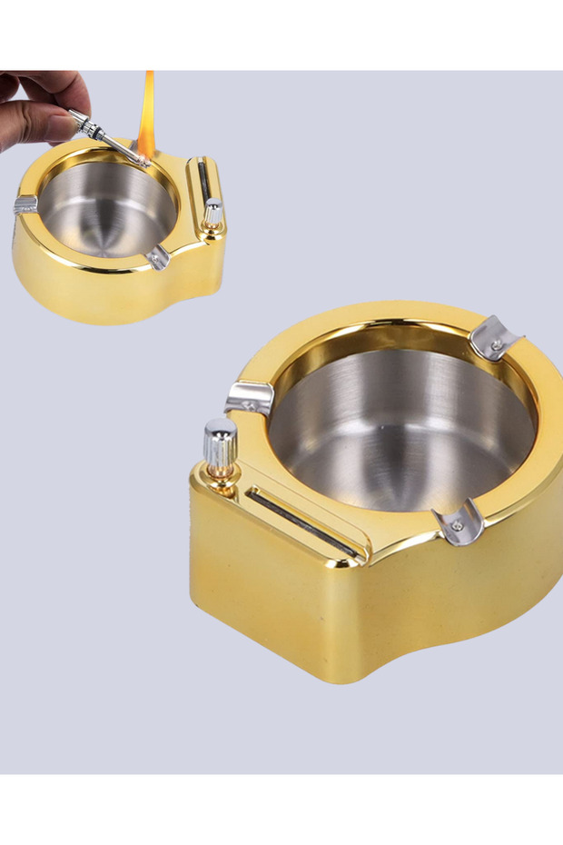 طفاية سجائر قابلة لإعادة التعبئة مع ولاعة، هيكل متين - 5