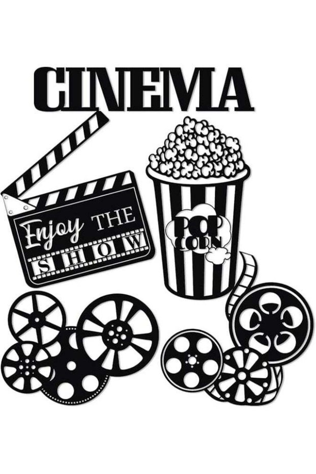 Wooden Wall Art With Self Adhesive Base - Black (Movie Theatre Decor)