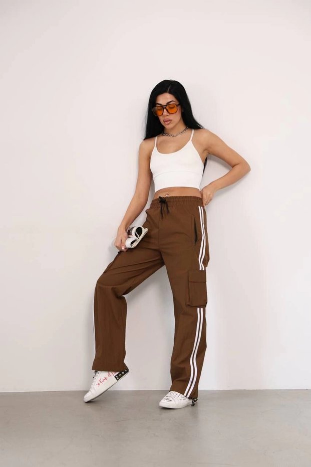 Prashut Fabric Cargo Pocket Baggy Tracksuit - Brown
