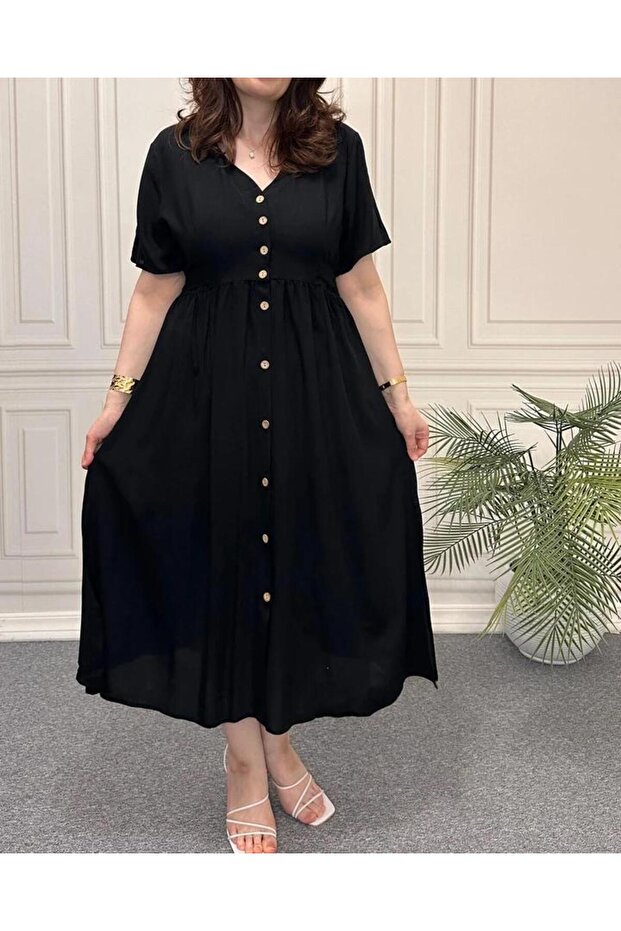 ÖNÜ DÜĞMELİ ELBİSE - 1