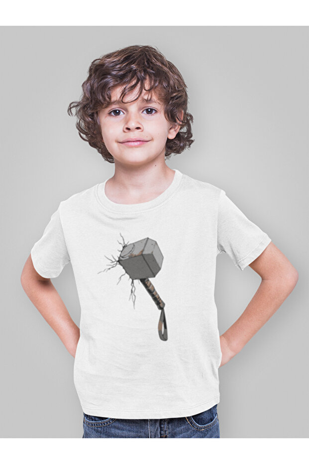 Hammer Printed Cotton Crewneck Short Sleeve T-Shirt for Boys