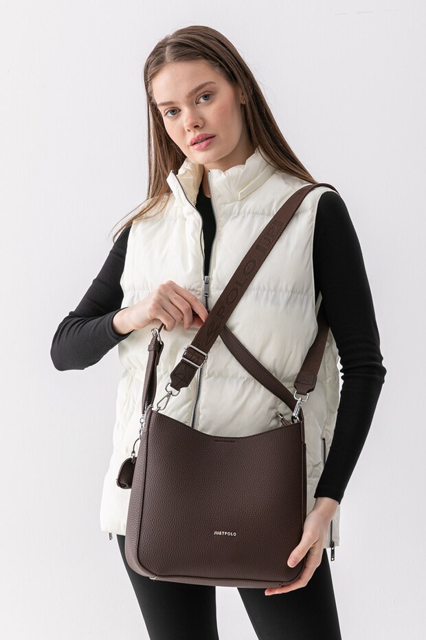 Mila Charmlı Large Size Soft Leather-Look Large Volume Brown Women's Shoulder Bag Pbu3207