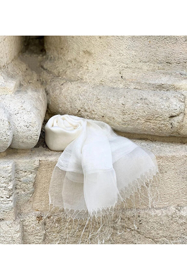 İpekli Çift Kat Tüllü Şal - 1