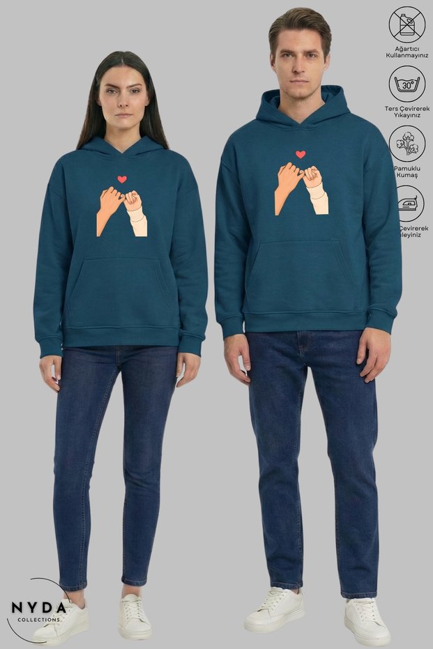 Dear Couple Combination Promise Sign B Printed Hoodie K Hooded Ş Fleece-Lined O Oversized Sweatshirt Set of 2