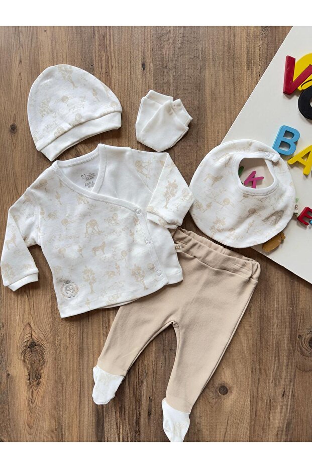 Safari Pattern Unisex Baby 5-Piece Zibin Set