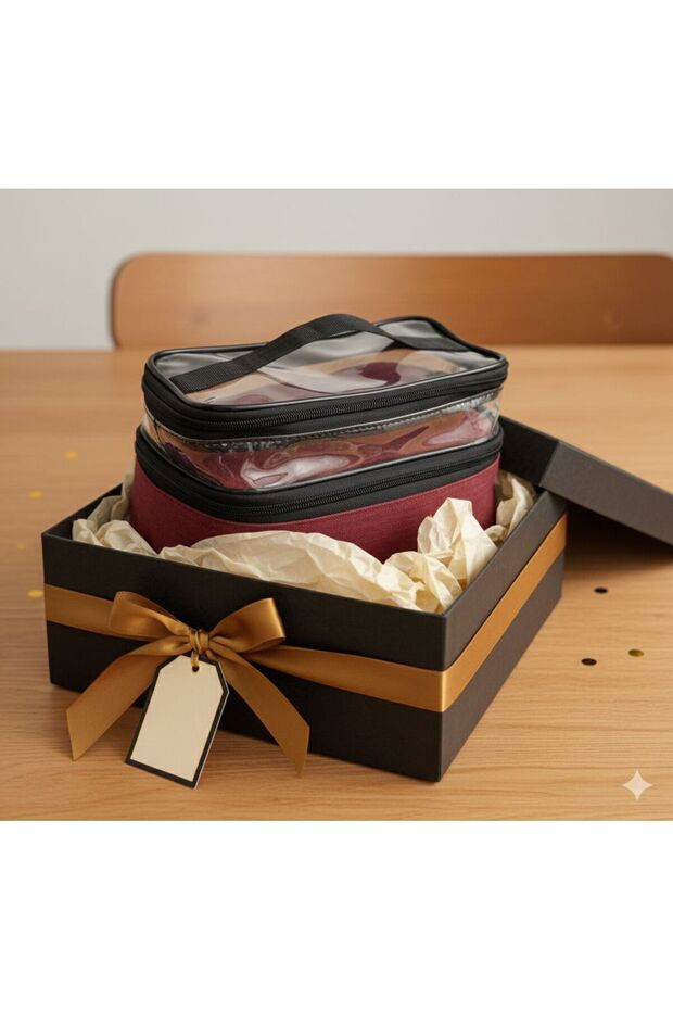 Makeup Bag Burgundy Makeup Bag Cosmetic Bag Makeup Organizer Bag with Brush Compartment