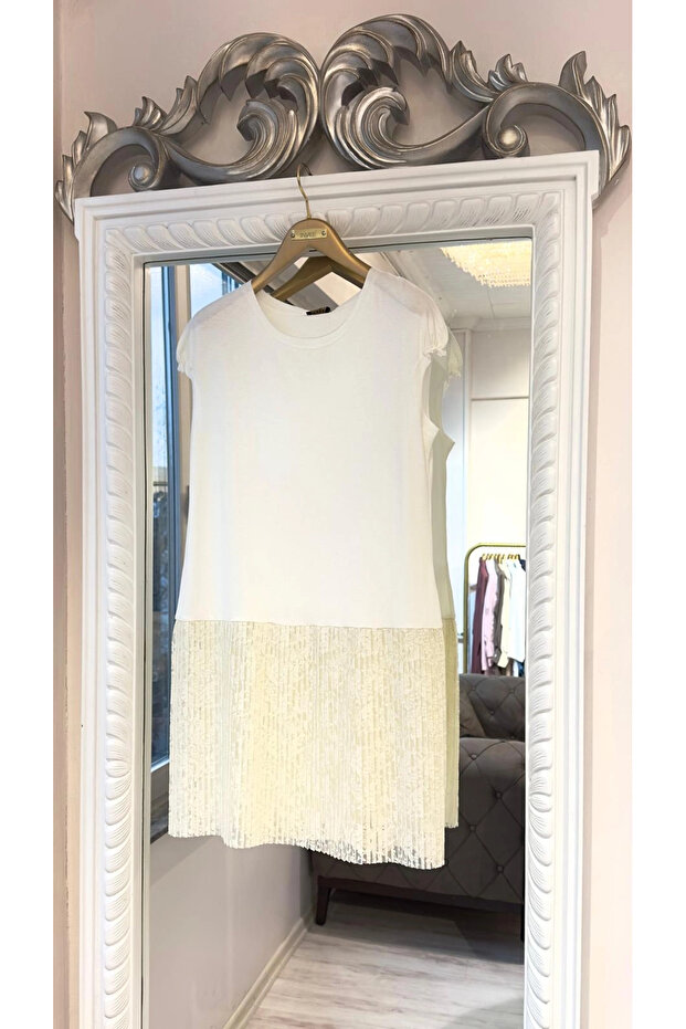 Dantel Pliseli İç Tunik - Ekru - 2