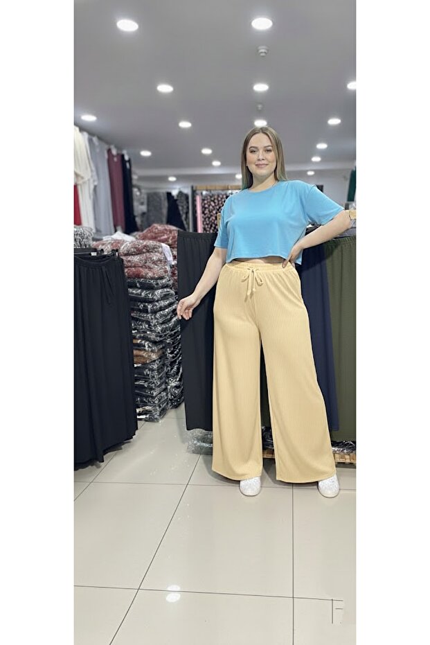 Casual Stylish Hair Braid Pants |   Burgu Kumaş |   Battal Size