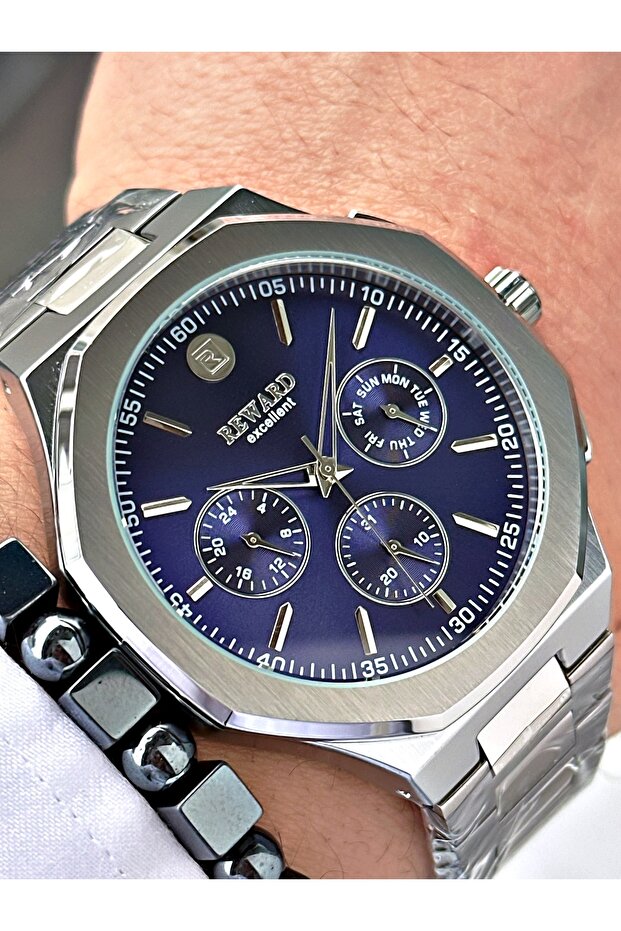 Silver Color Function Model Original Steel Band Men's Wristwatch + Bracelet