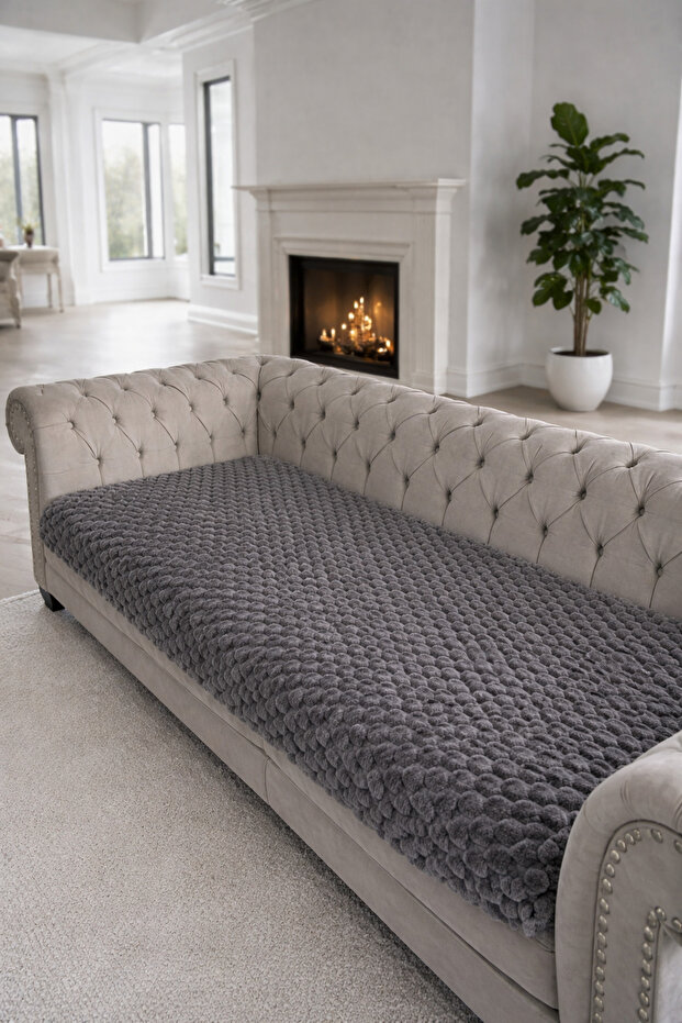 Embossed Soft Furry Bubble Sofa Cover That Covers the Seating Area