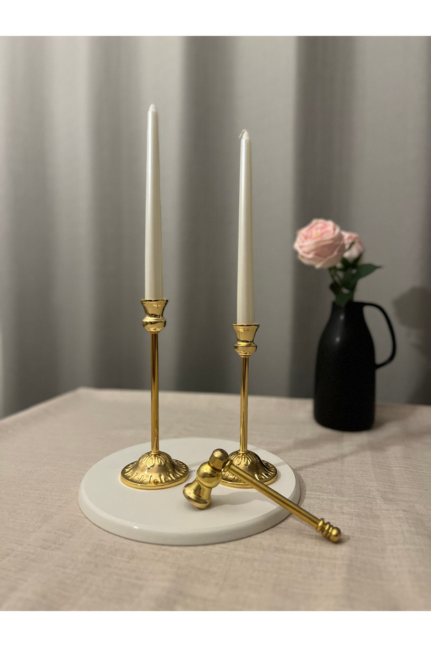 RUSTİK GOLD 2'Lİ ŞAMDAN & MUM SÖNDÜRÜCÜ SETİ - 2