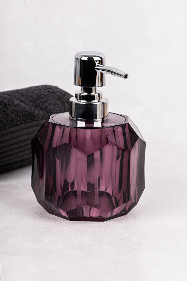 1 Piece Purple Liquid Soap Dispenser 300 ml Diamond Patterned Modern Acrylic Soap Dispenser 9 cm X 13.5 cm