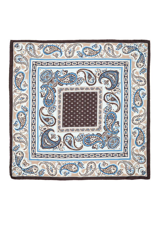 Renkli Twill İpek Eşarp - 1