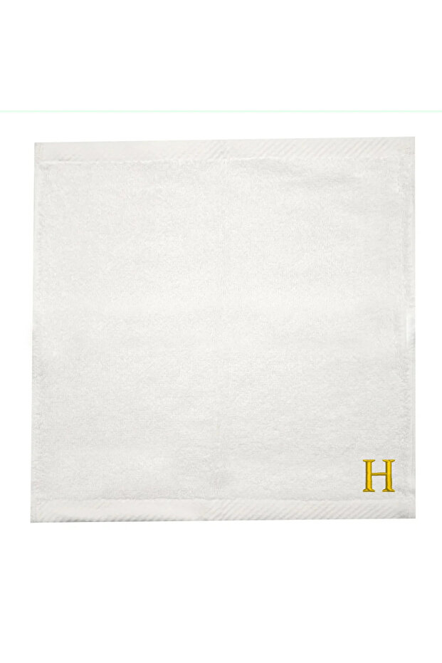 Monogrammed Letter "H" FaceTowel Gold Thread Cotton Personalised Letter