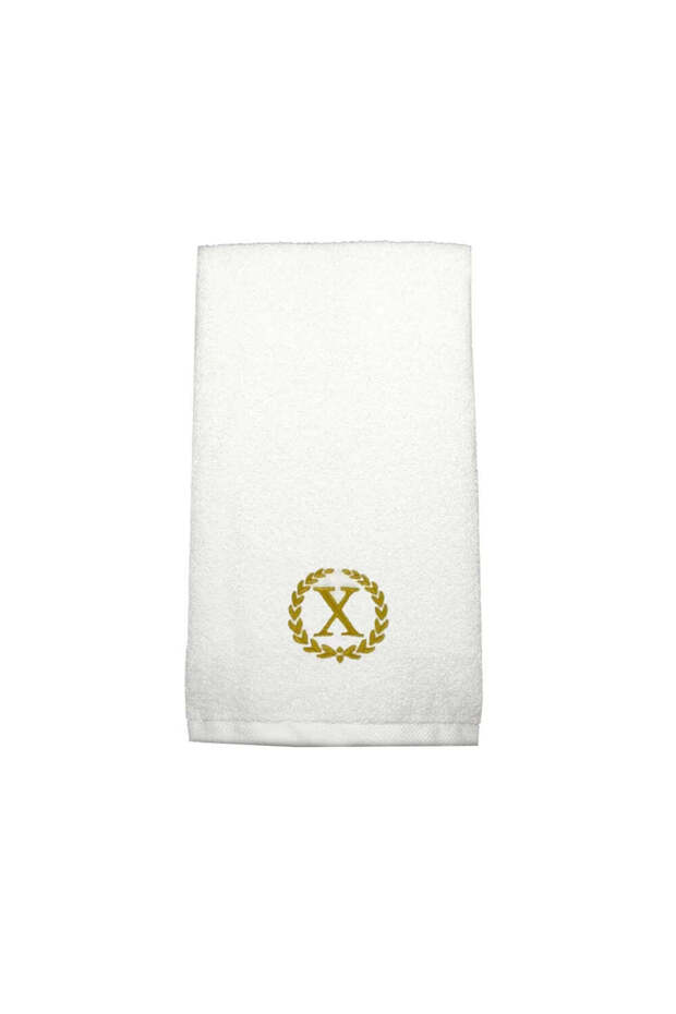 Monogrammed Letter "X" Hand Towel Gold Thread Cotton Personalised Letter