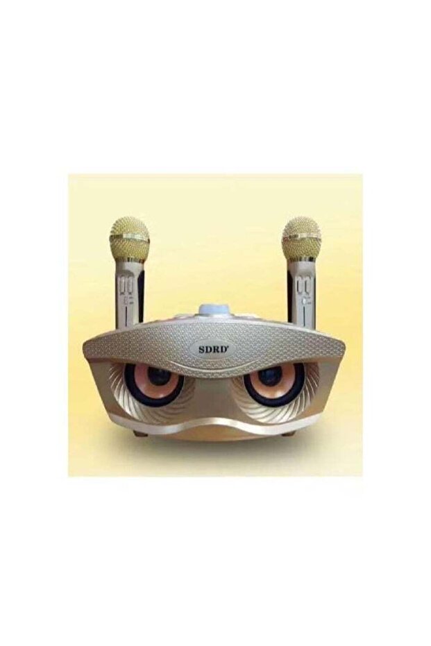 SDRD SD-306 Golden Portable Bluetooth Karaoke Machine with Dual Wireless Microphones