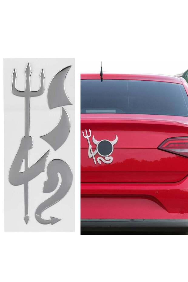 Silver Devil Car Emblem Sticker - 1