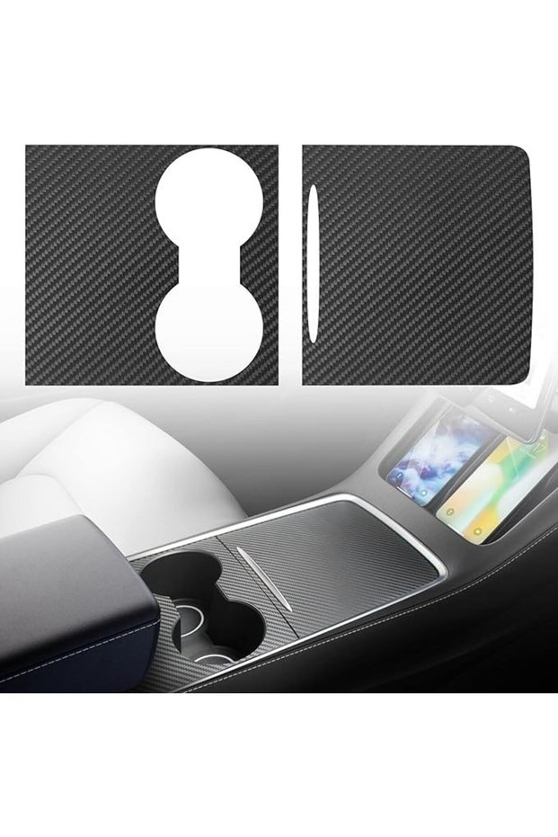 Model Y - Model 3 Center Console Carbon Finish - Matte Black - 2 Piece Set