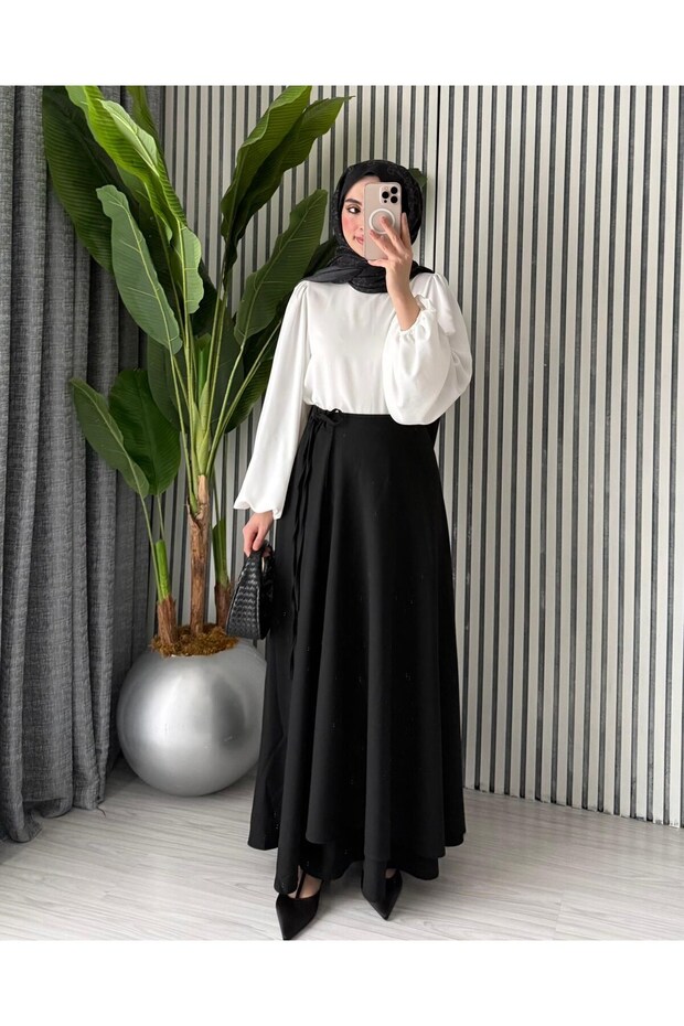 Women's Side-Tie Flowy Transitional Slim Side-Tie Skirt