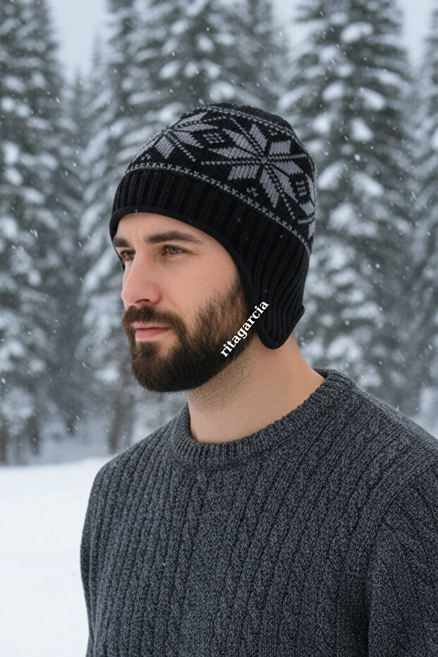 Unisex Fleece-Lined Earflap Beanie - Windproof Thermal Winter Beanie