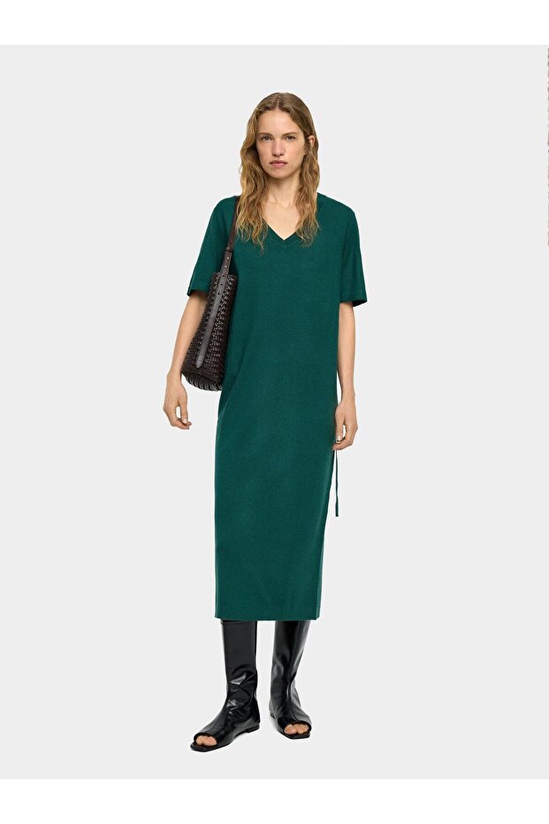 Askılı Midi Örme Elbise - 3