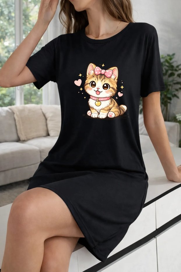 Plus Size Women's Short Sleeve Crew Neck T-Shirt Dress Nightgown