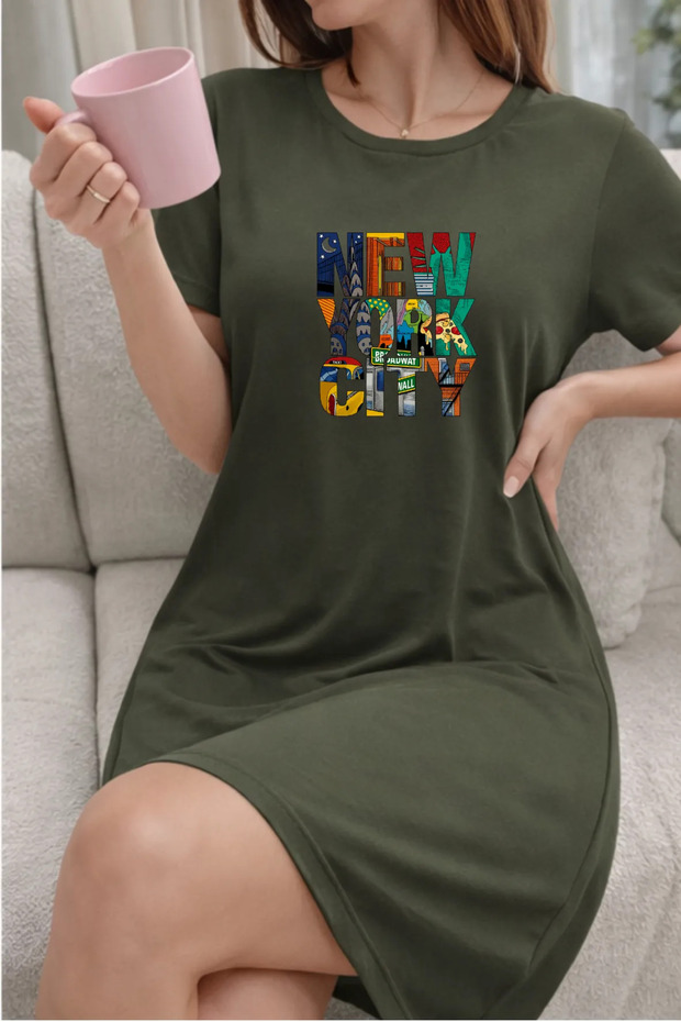 Plus Size Women's Short Sleeve Crew Neck T-Shirt Dress Nightgown