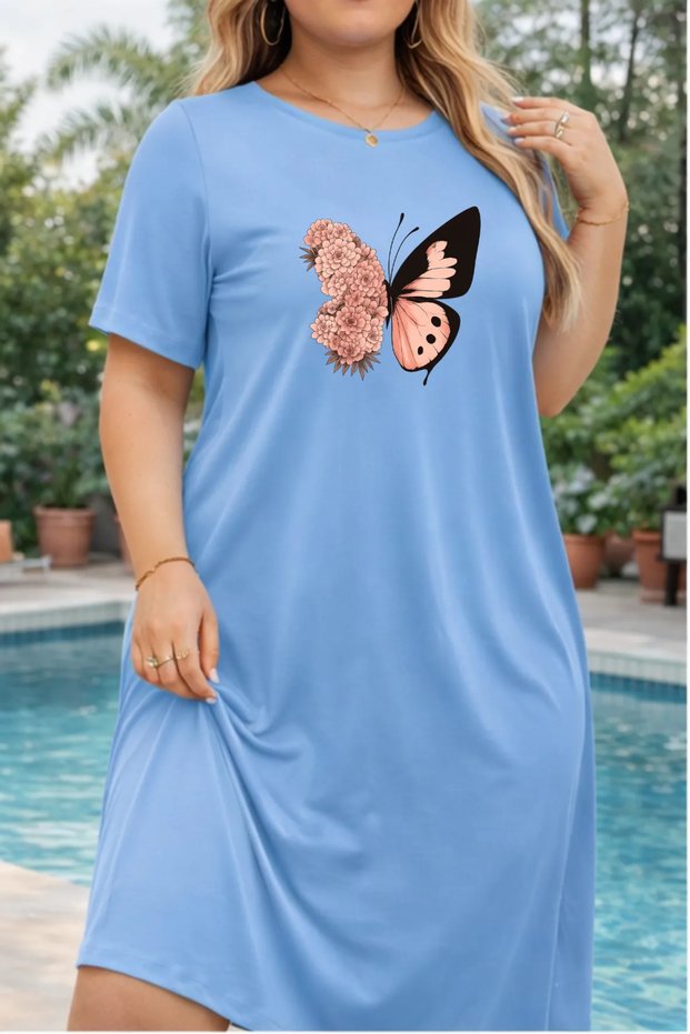 Women's Short Sleeve Crew Neck T-Shirt Dress Nightgown