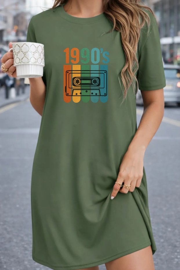 Plus Size Women's Short Sleeve Crew Neck T-Shirt Dress Nightgown