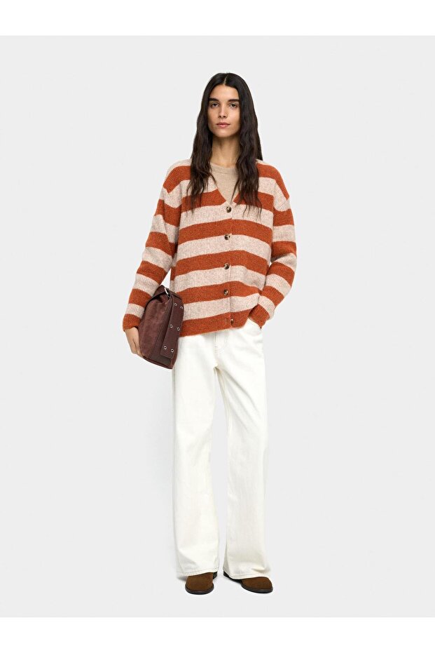 Çizgili Örme Hırka - 2