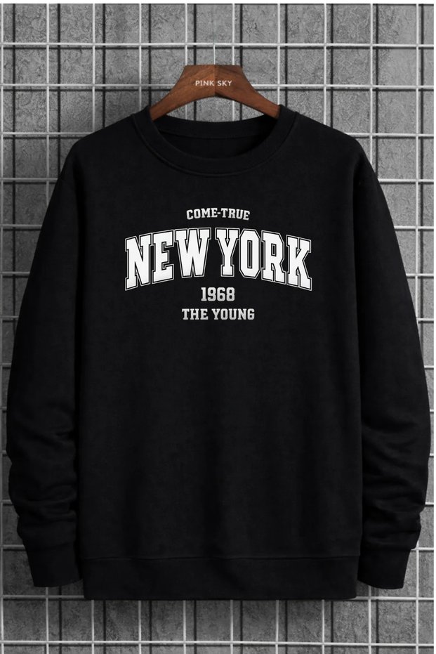 Unisex Printed Crew Neck Sweatshirt Oversized Cotton Daily Comfortable