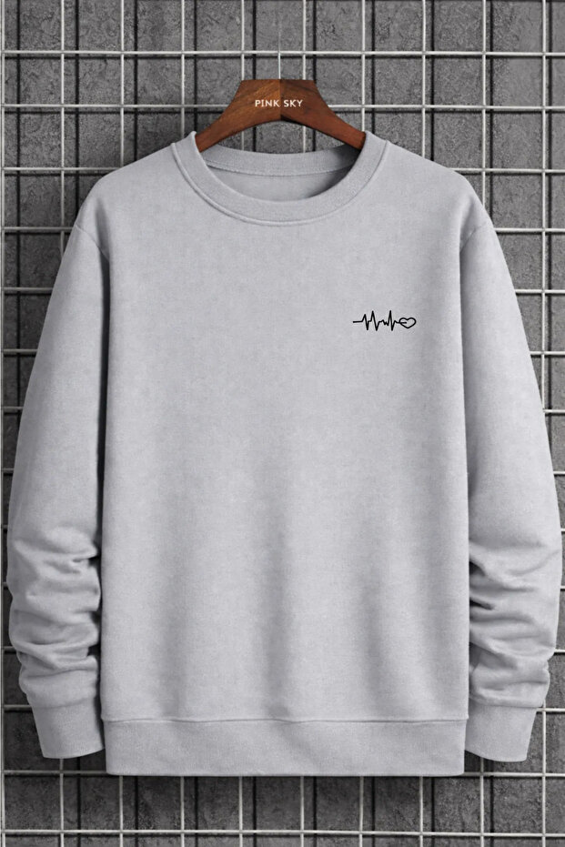 Unisex Printed Crew Neck Sweatshirt Oversized Cotton Daily Comfortable