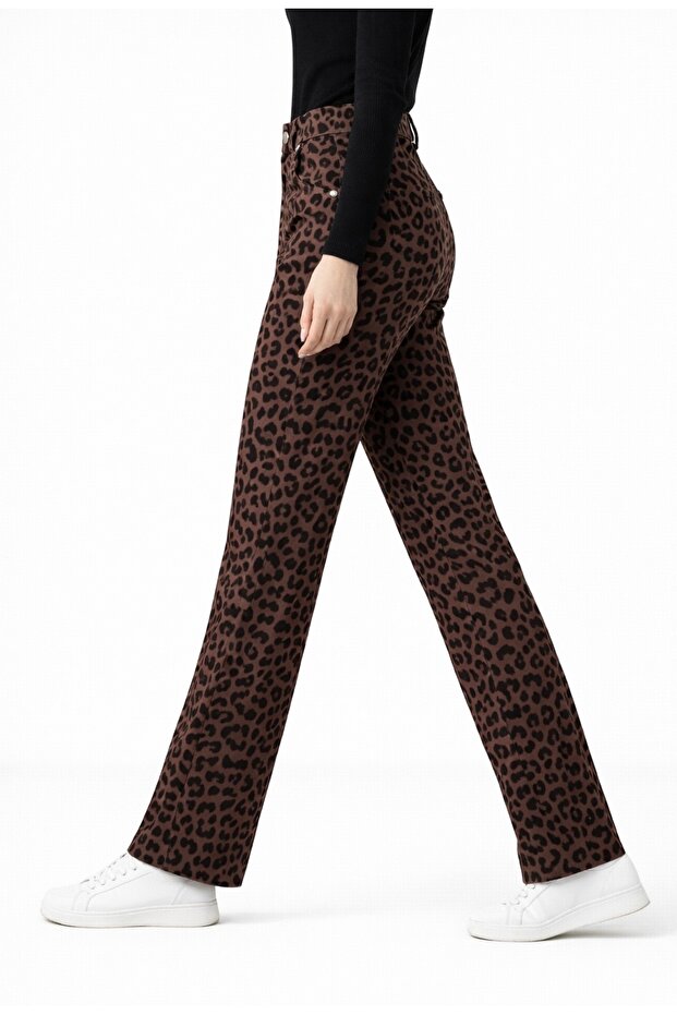 بنطلون مريح مزدوج بنقشة الفهد - 5