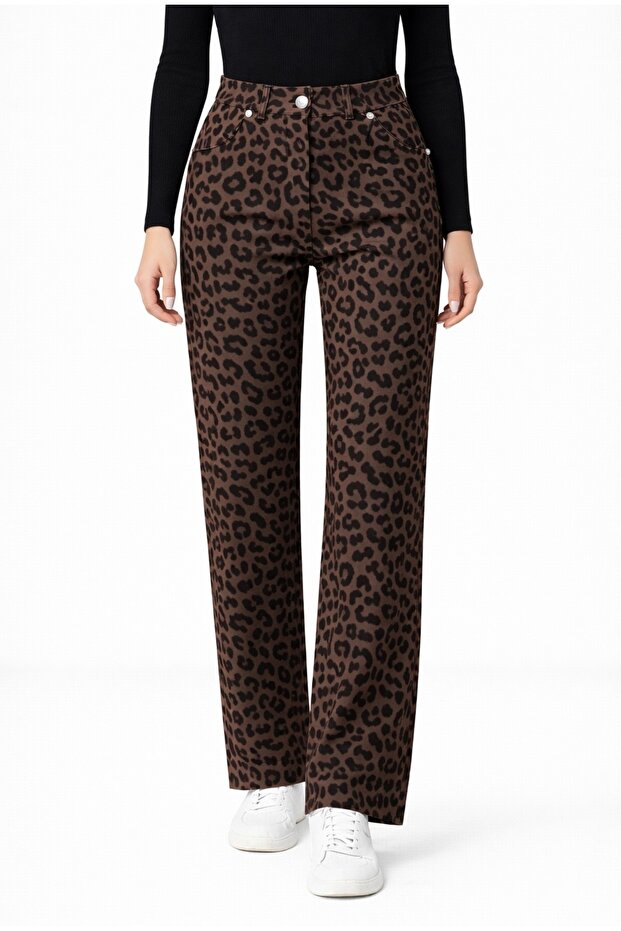 بنطلون مريح مزدوج بنقشة الفهد - 3