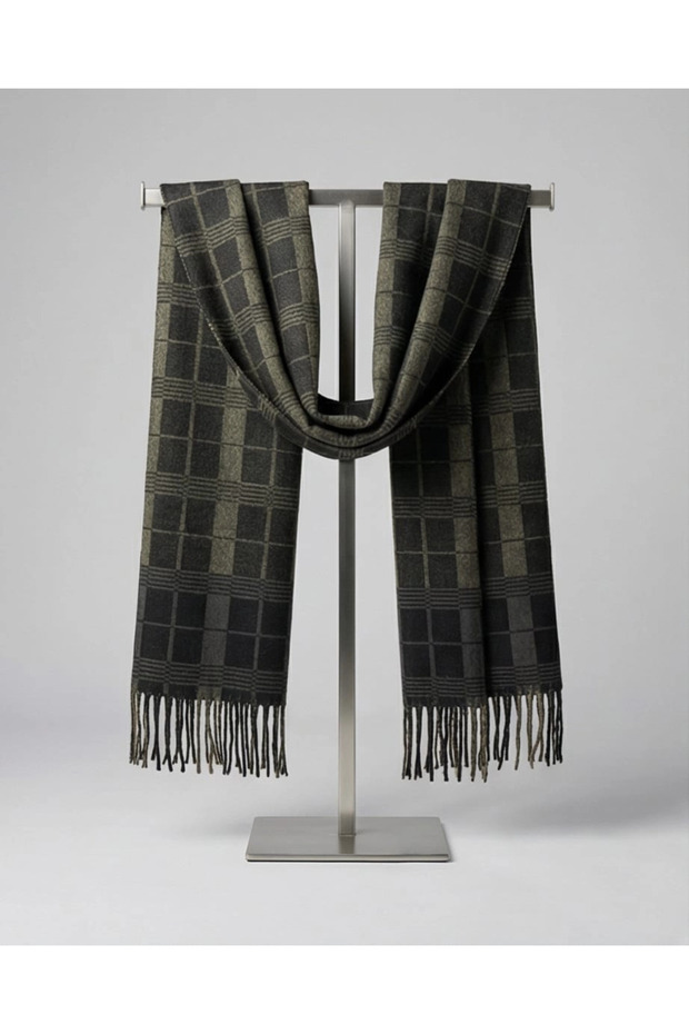 Checked pattern double-sided scarf - 5